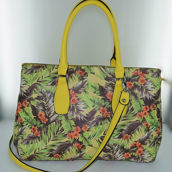Floral Print Colorful Vegan Leather Shoulder/Crossbody Handbag, NWT - Picture 2 of 6